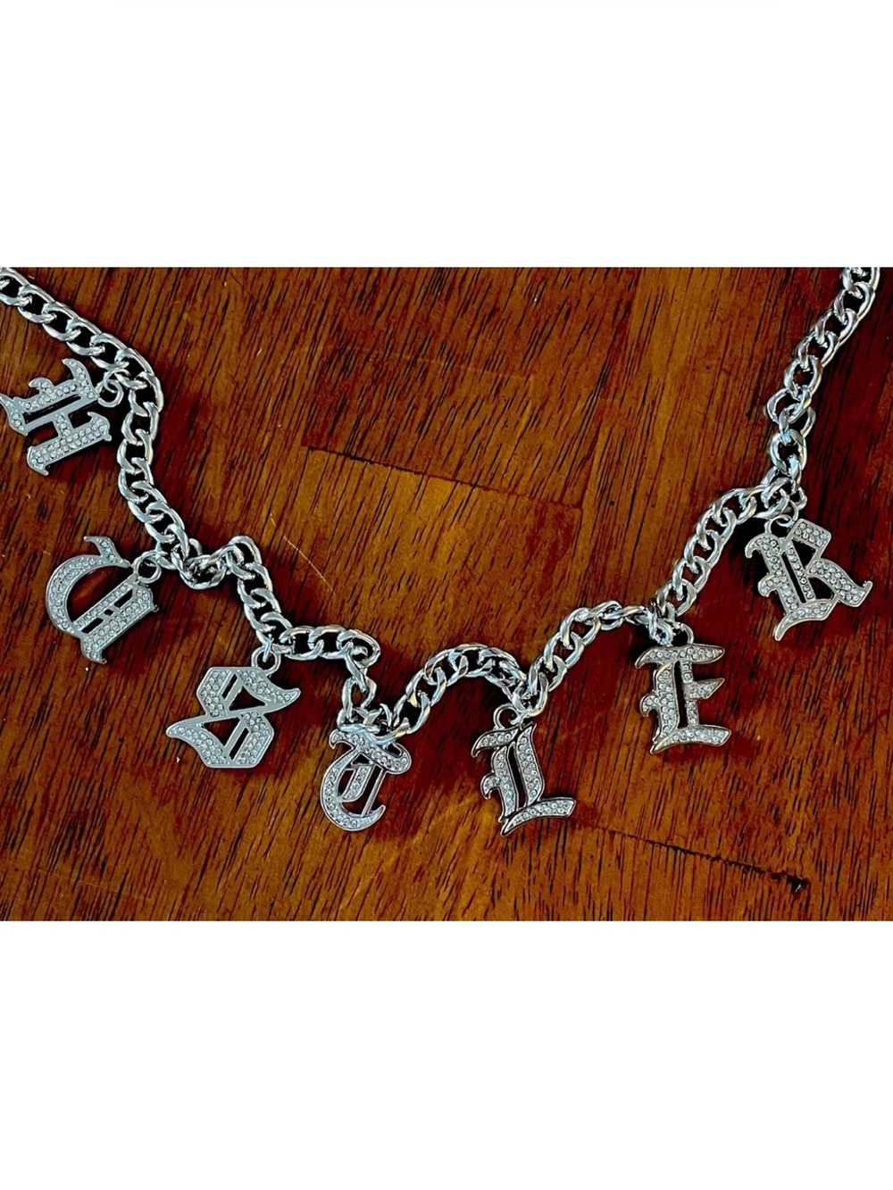 🔥RARE🔥 HUSTLER Belt Rhinestone Bling Dangle Letters Chrome Chain Belt 44”